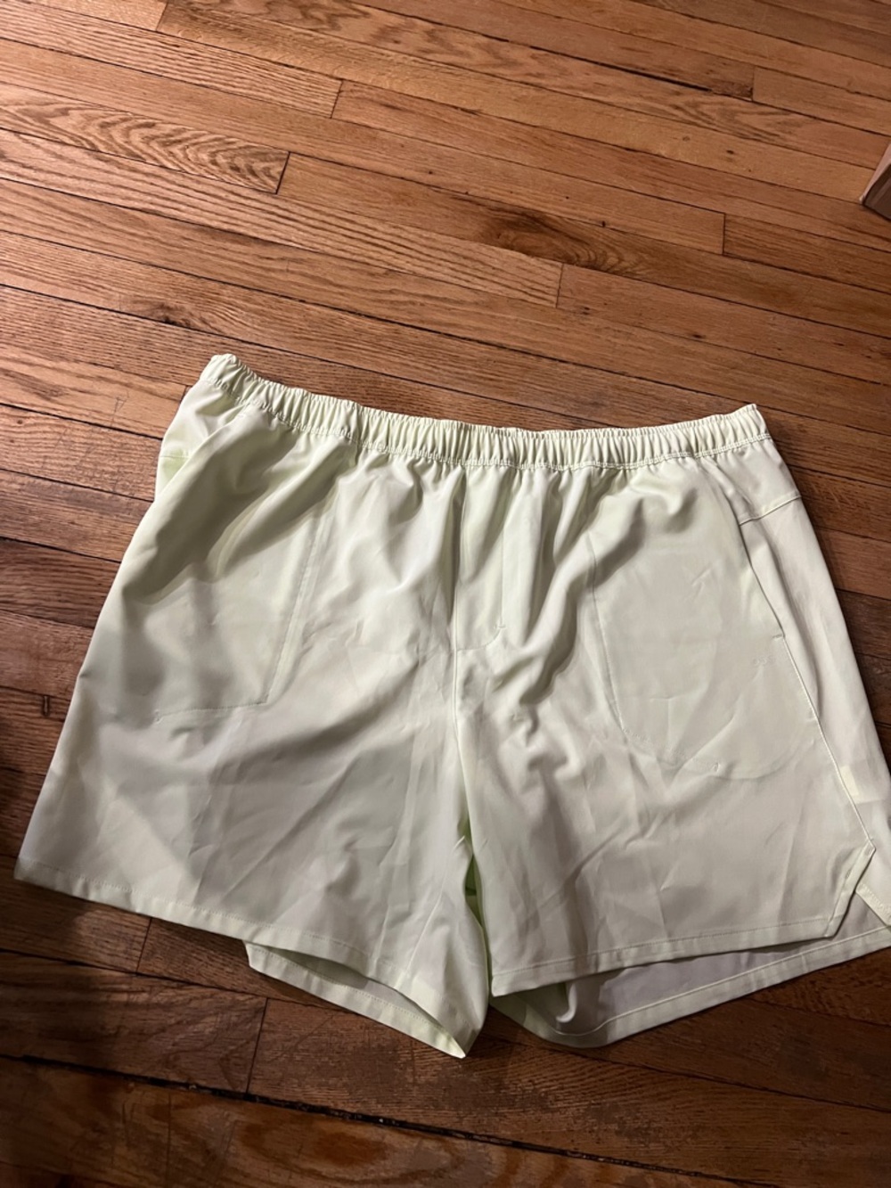 Light Yellow Elastic-Waist Athletic Shorts men xxl